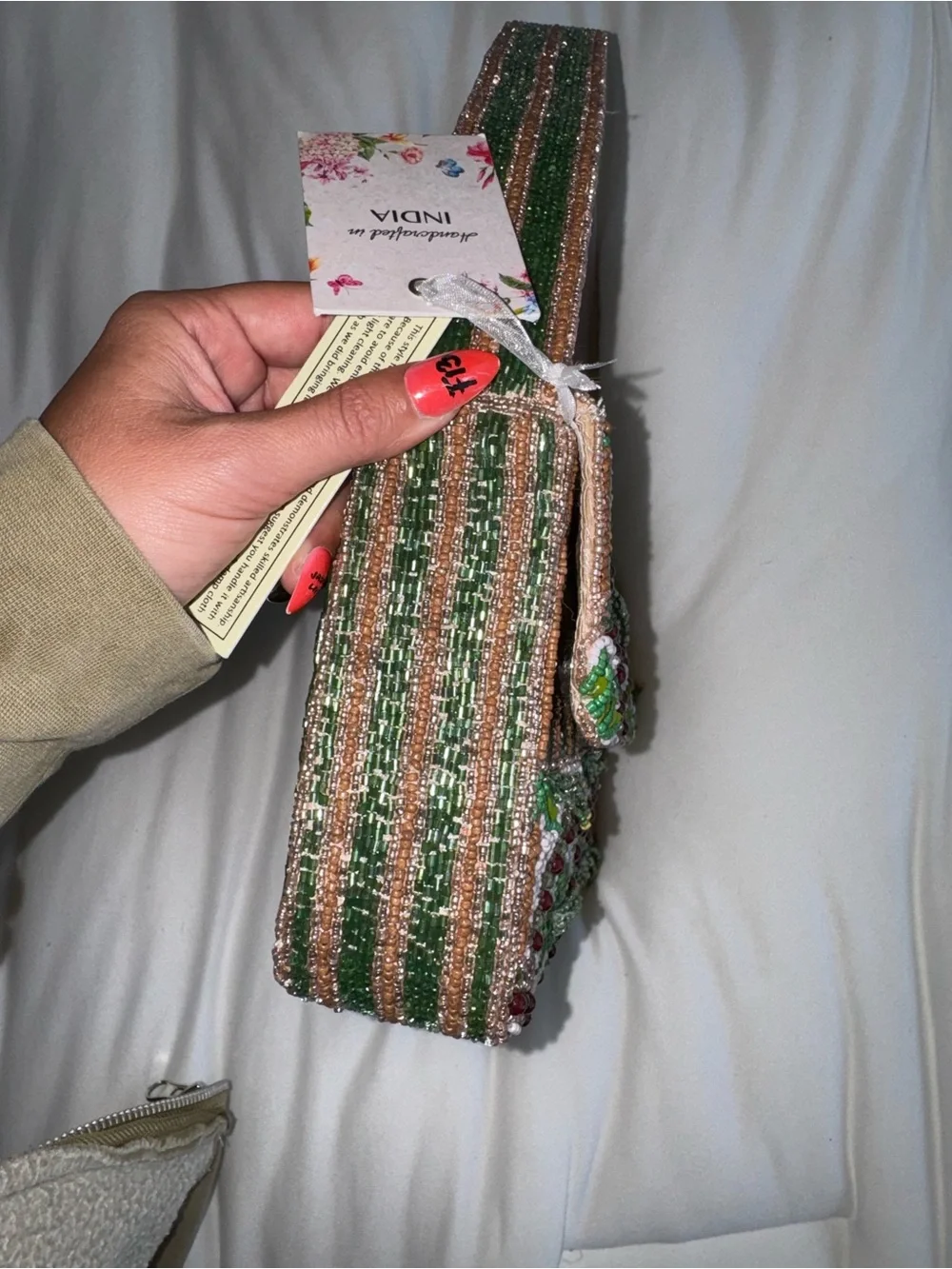 Palm Tree Tassel Beaded Shoulder Bag Handmade in India New with Tags